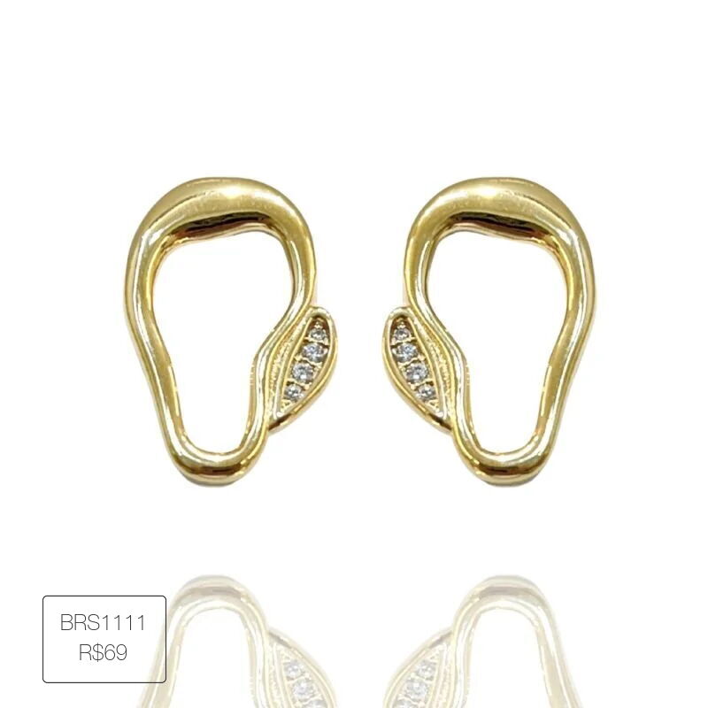 Brinco Orvalho Organico Com 4 Zircs Mon Amour Dourado